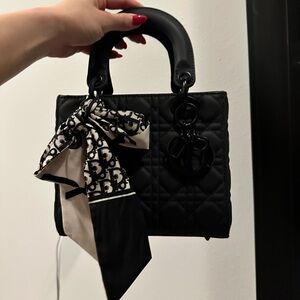 Matte black quilted Lady bag